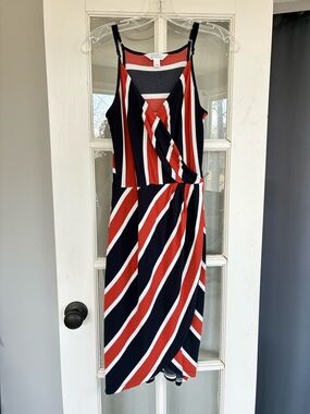 Market and Spruce Annona Striped Wrap-Front Dress